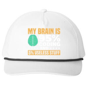 My Brain Is 95% Coding 5% Useless Stuff Great Gift Snapback Five-Panel Rope Hat