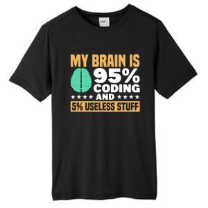 My Brain Is 95% Coding 5% Useless Stuff Great Gift Tall Fusion ChromaSoft Performance T-Shirt