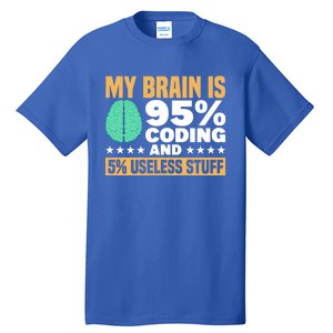 My Brain Is 95% Coding 5% Useless Stuff Great Gift Tall T-Shirt