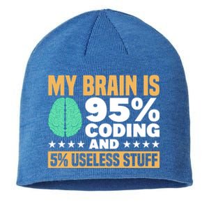 My Brain Is 95% Coding 5% Useless Stuff Great Gift Sustainable Beanie