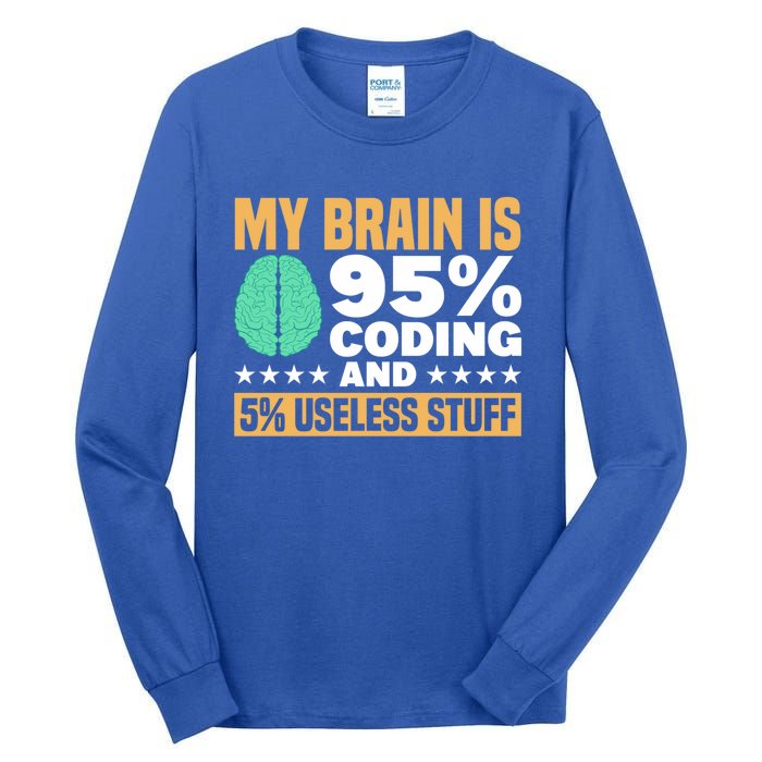 My Brain Is 95% Coding 5% Useless Stuff Great Gift Tall Long Sleeve T-Shirt