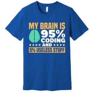 My Brain Is 95% Coding 5% Useless Stuff Great Gift Premium T-Shirt