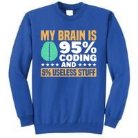 My Brain Is 95% Coding 5% Useless Stuff Great Gift Tall Sweatshirt