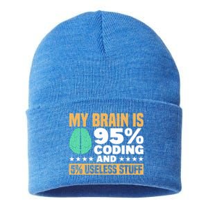 My Brain Is 95% Coding 5% Useless Stuff Great Gift Sustainable Knit Beanie