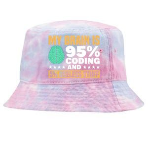 My Brain Is 95% Coding 5% Useless Stuff Great Gift Tie-Dyed Bucket Hat