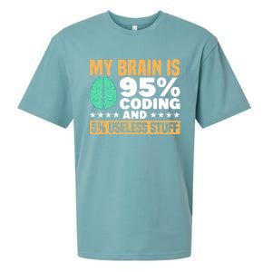 My Brain Is 95% Coding 5% Useless Stuff Great Gift Sueded Cloud Jersey T-Shirt