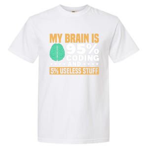 My Brain Is 95% Coding 5% Useless Stuff Great Gift Garment-Dyed Heavyweight T-Shirt