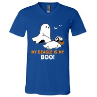 My Beagle Is My Boo Funny Spooky Ghost Dog Lover Halloween Great Gift V-Neck T-Shirt