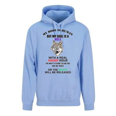 My Body Is Human But Soul Is A Wolf With A Real Anger Issue Unisex Surf Hoodie