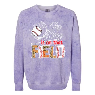 My Boy Is On That Field Baseball Leopard Colorblast Crewneck Sweatshirt