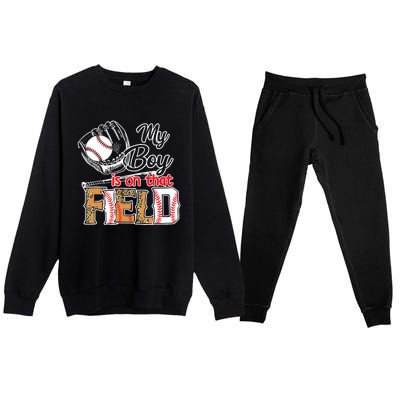 My Boy Is On That Field Baseball Leopard Premium Crewneck Sweatsuit Set