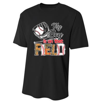 My Boy Is On That Field Baseball Leopard Performance Sprint T-Shirt