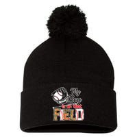 My Boy Is On That Field Baseball Leopard Pom Pom 12in Knit Beanie