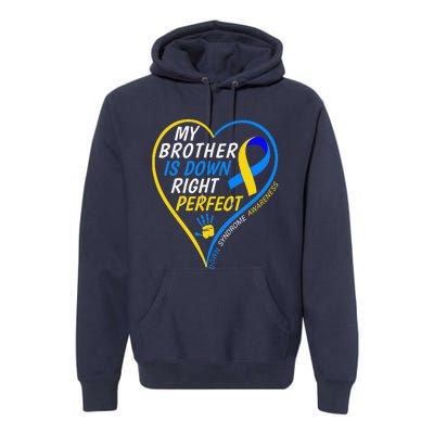 My Brother Is Down Right Perfect Down Syndrome Awareness Premium Hoodie