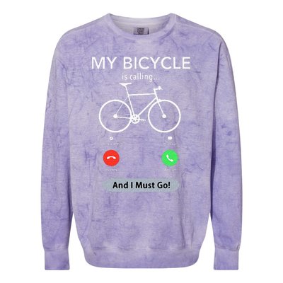 My Bicycle Is Calling Funny Cycling Colorblast Crewneck Sweatshirt