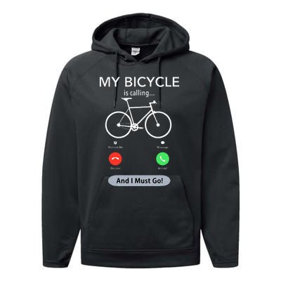 My Bicycle Is Calling Funny Cycling Performance Fleece Hoodie