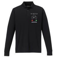 My Bicycle Is Calling Funny Cycling Performance Long Sleeve Polo