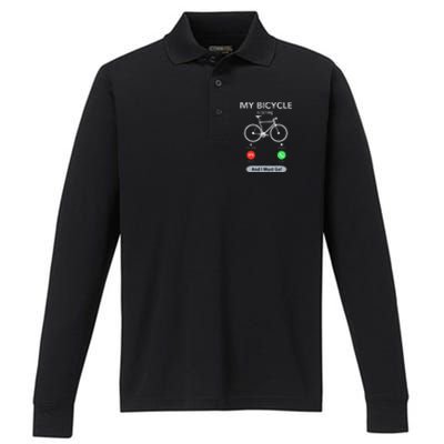 My Bicycle Is Calling Funny Cycling Performance Long Sleeve Polo