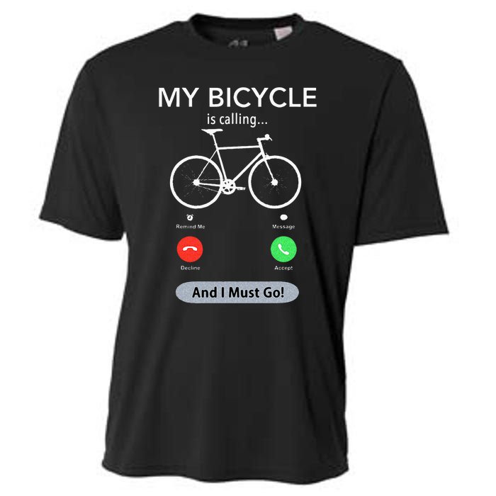 My Bicycle Is Calling Funny Cycling Cooling Performance Crew T-Shirt