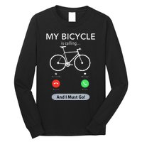 My Bicycle Is Calling Funny Cycling Long Sleeve Shirt