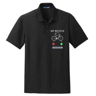 My Bicycle Is Calling Funny Cycling Dry Zone Grid Polo