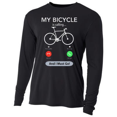 My Bicycle Is Calling Funny Cycling Cooling Performance Long Sleeve Crew