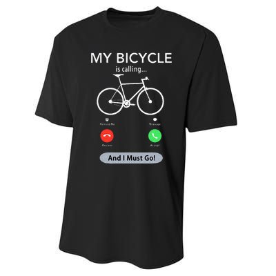 My Bicycle Is Calling Funny Cycling Performance Sprint T-Shirt