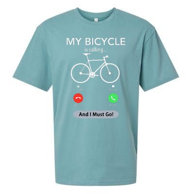 My Bicycle Is Calling Funny Cycling Sueded Cloud Jersey T-Shirt