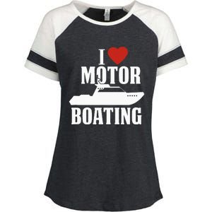 Motor Boating I Love Motor Boating Funny Boater Enza Ladies Jersey Colorblock Tee