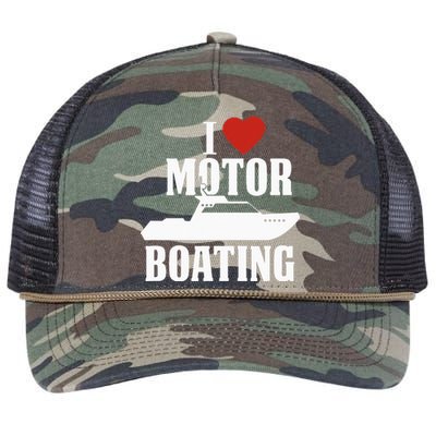 Motor Boating I Love Motor Boating Funny Boater Retro Rope Trucker Hat Cap