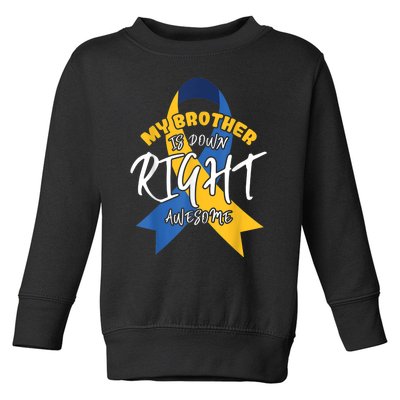 My Brother Is Down Right Awesome Down Syndrome Awareness  Toddler Sweatshirt