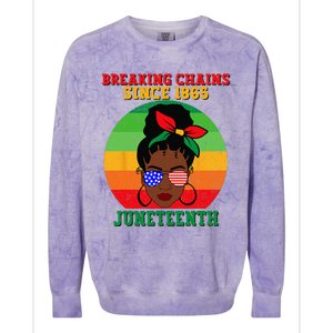 Messy Bun Juneteenth Breaking Chains Bandana Afro Sunglasses Colorblast Crewneck Sweatshirt