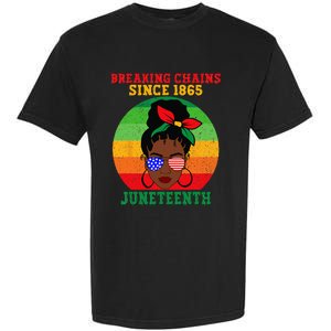 Messy Bun Juneteenth Breaking Chains Bandana Afro Sunglasses Garment-Dyed Heavyweight T-Shirt