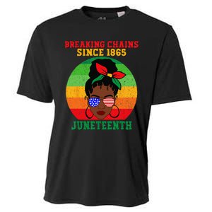 Messy Bun Juneteenth Breaking Chains Bandana Afro Sunglasses Cooling Performance Crew T-Shirt