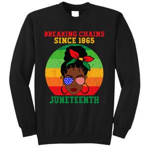 Messy Bun Juneteenth Breaking Chains Bandana Afro Sunglasses Sweatshirt