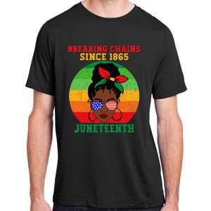 Messy Bun Juneteenth Breaking Chains Bandana Afro Sunglasses Adult ChromaSoft Performance T-Shirt