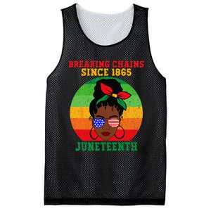 Messy Bun Juneteenth Breaking Chains Bandana Afro Sunglasses Mesh Reversible Basketball Jersey Tank