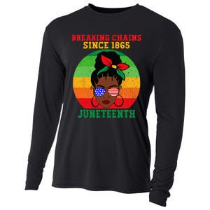 Messy Bun Juneteenth Breaking Chains Bandana Afro Sunglasses Cooling Performance Long Sleeve Crew