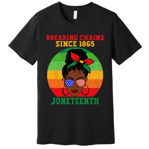 Messy Bun Juneteenth Breaking Chains Bandana Afro Sunglasses Premium T-Shirt