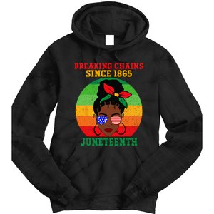 Messy Bun Juneteenth Breaking Chains Bandana Afro Sunglasses Tie Dye Hoodie