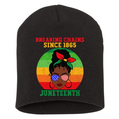 Messy Bun Juneteenth Breaking Chains Bandana Afro Sunglasses Short Acrylic Beanie