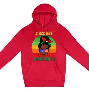 Messy Bun Juneteenth Breaking Chains Bandana Afro Sunglasses Premium Pullover Hoodie