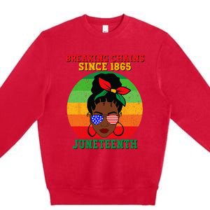 Messy Bun Juneteenth Breaking Chains Bandana Afro Sunglasses Premium Crewneck Sweatshirt