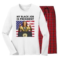 My Black Job Is President Kamala Harris 2024 Women's Long Sleeve Flannel Pajama Set 