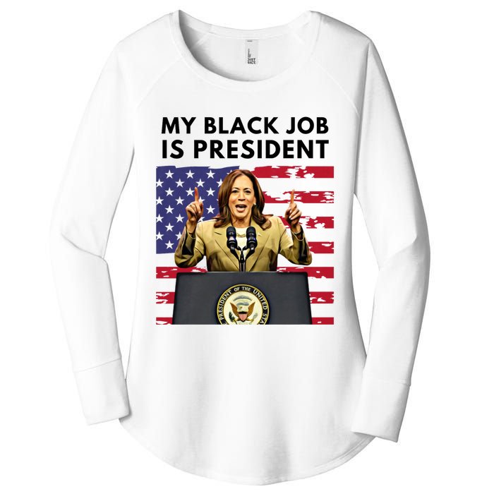 My Black Job Is President Kamala Harris 2024 Women's Perfect Tri Tunic Long Sleeve Shirt