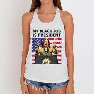 My Black Job Is President Kamala Harris 2024 Women's Knotted Racerback Tank