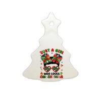 Messy Bun Just A Girl Who Loves Christmas Xmas Girl Ceramic Tree Ornament