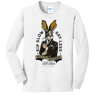 Mister Bourbon Jackalope Drink Like A Gentleman Sip Slow Kids Long Sleeve Shirt