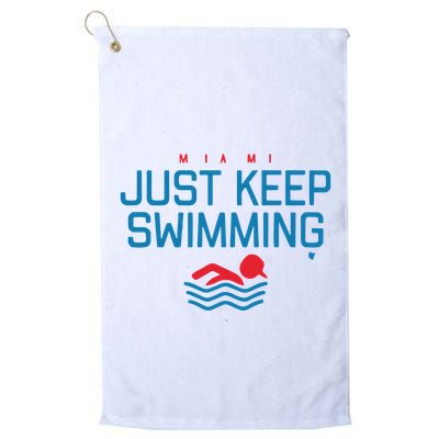Miami Baseball Just Keep Swimming Golf Towel