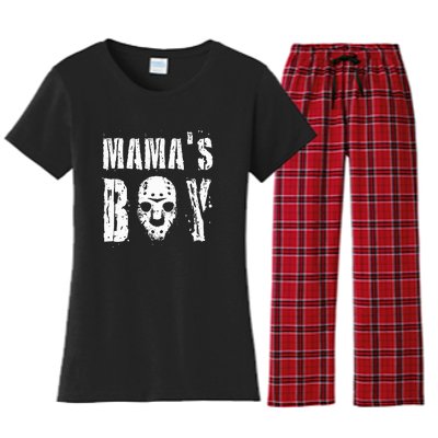 Mama's Boy Jason Hockey Mask Halloween Horror Movie Face Women's Flannel Pajama Set